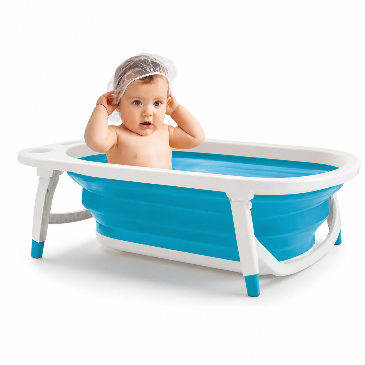 Banheira Dobrável Weego Flexibath Azul – Compacta, Portátil e Segura para Bebês