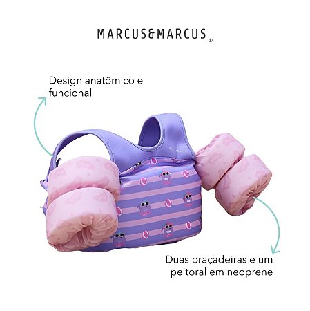 Baby Open Box - Boia de Braço Infantil com Colete Baleia Willo Rosa - Marcus & Marcus