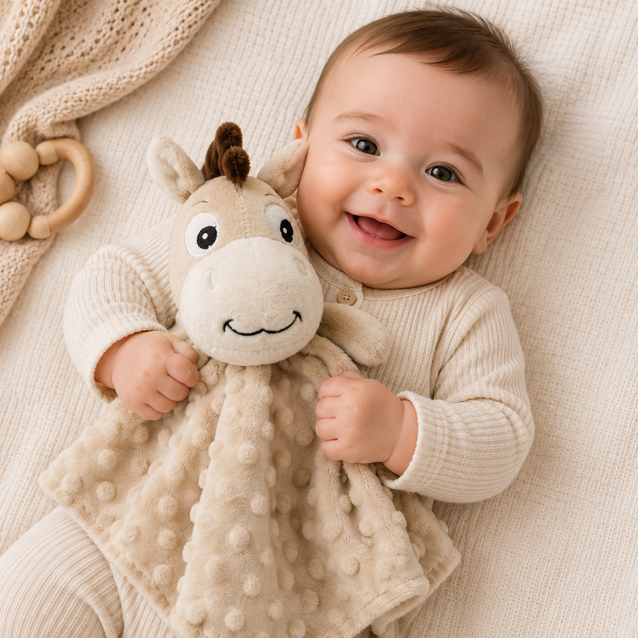 Naninha Laço Bebê Minha Primeira Naninha Cavalo Bege