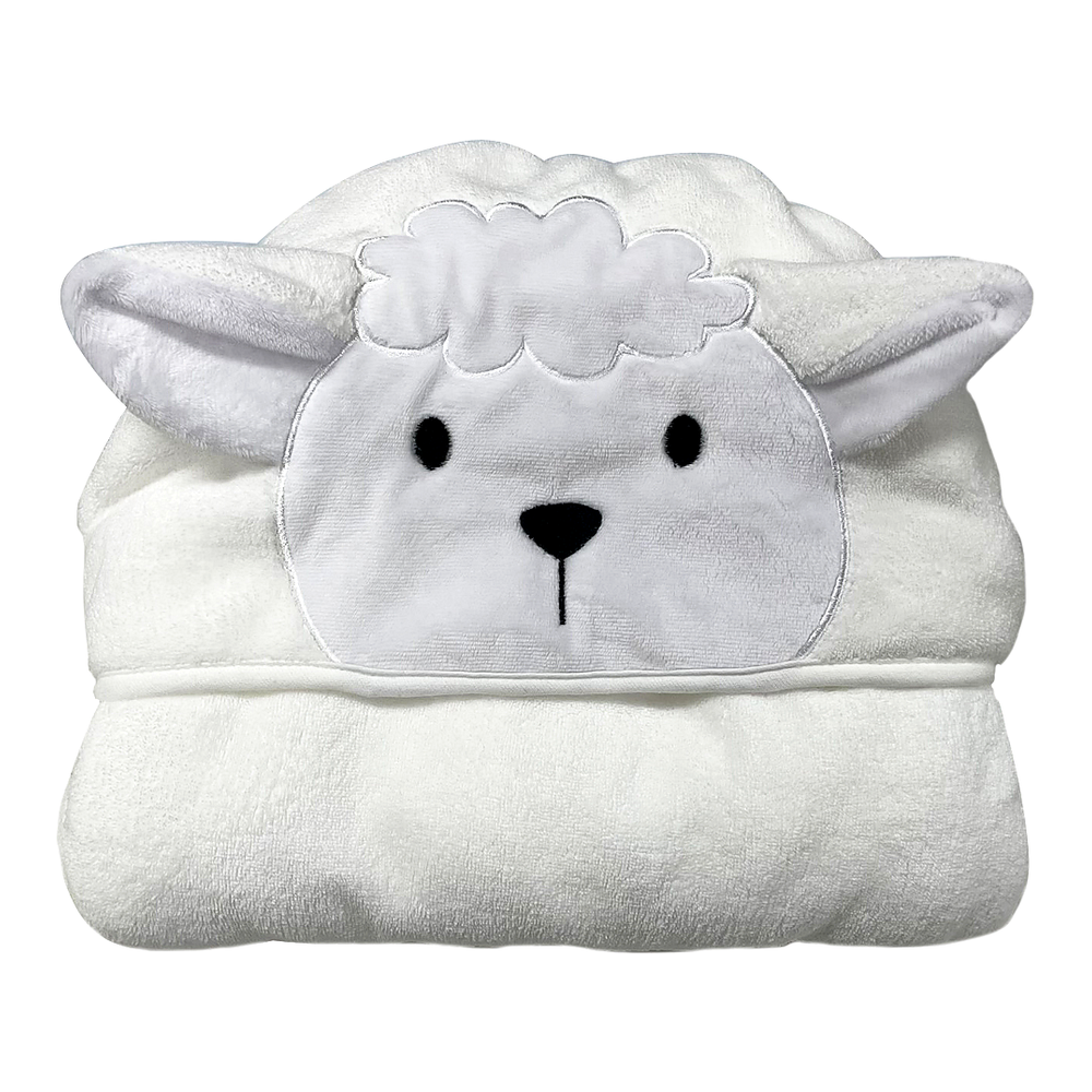 Toalha de Banho com Capuz Comfort Power Sec Ovelha Branco - Laço Bebê