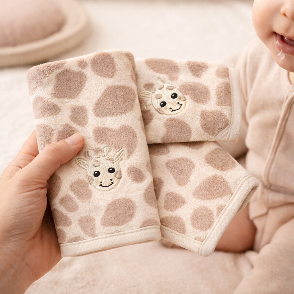 Kit Paninhos de Boca Babitas Bordado Girafa - Laço Bebê