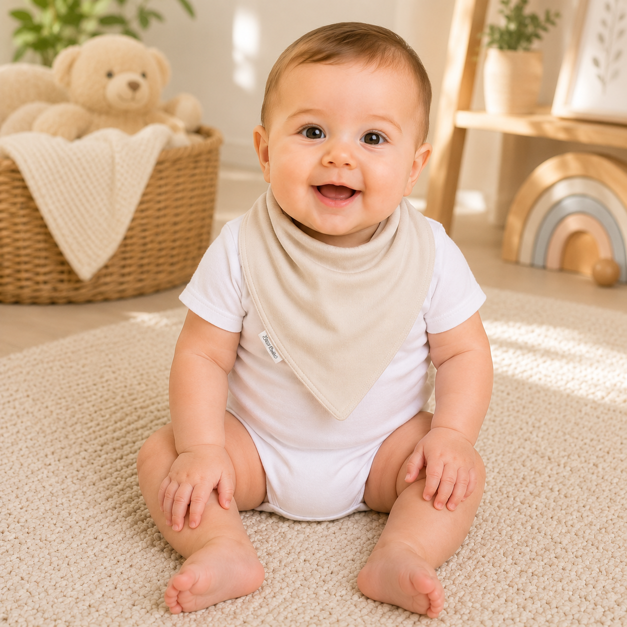 Babador Bandana Bamboo Laço Bebê - Bege
