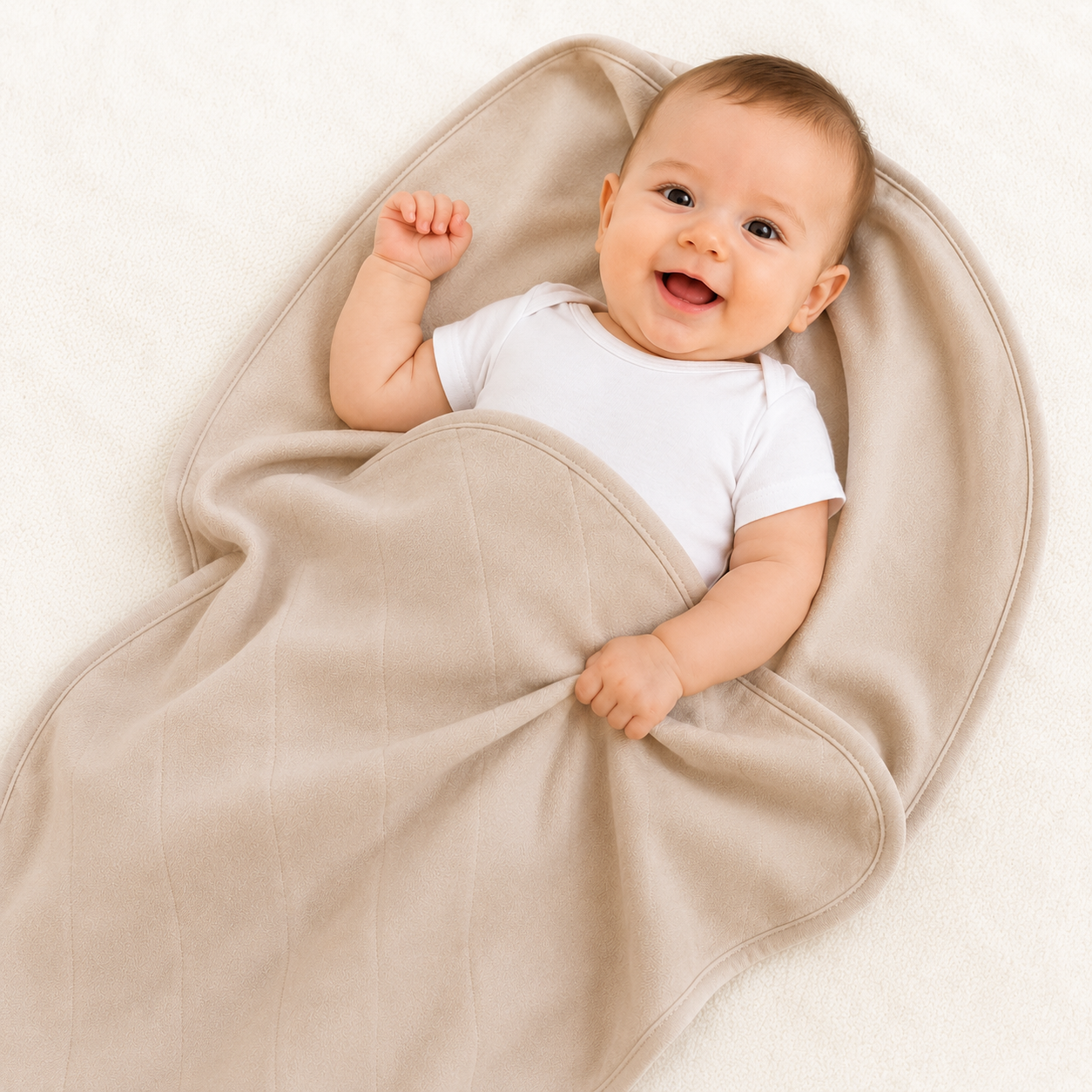 Manta Blanket Bebê 100% Algodão Laço Bebê - Bege