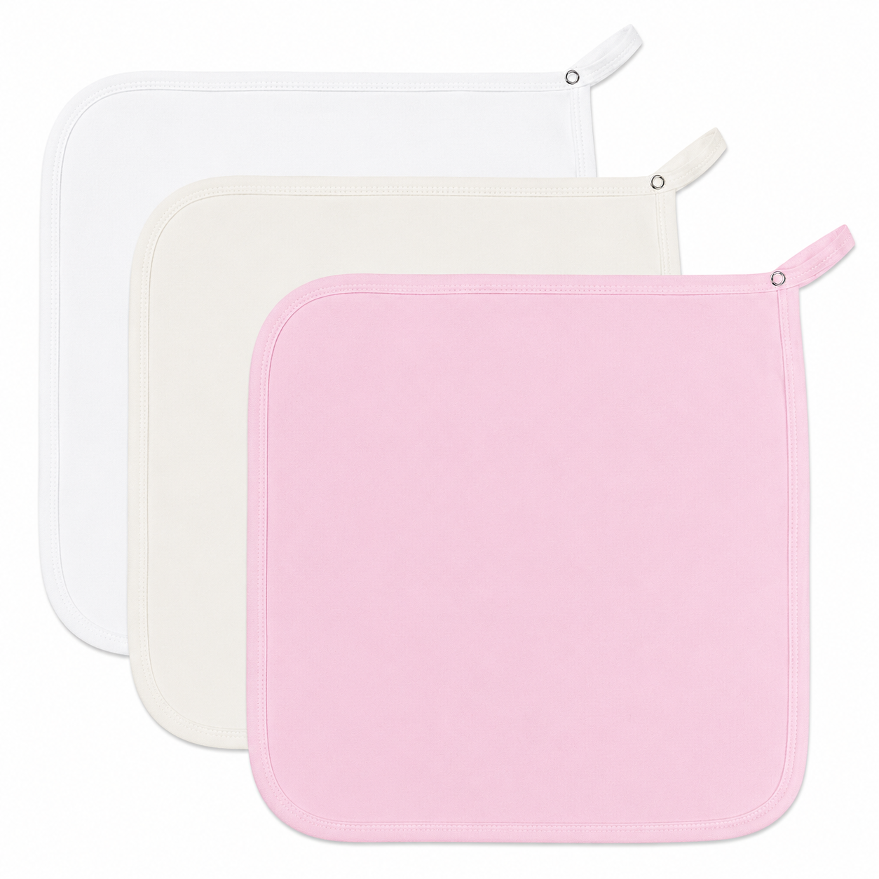 Kit Paninho de Boca Babita Bamboo Laço Bebê 3 Peças - Rosa