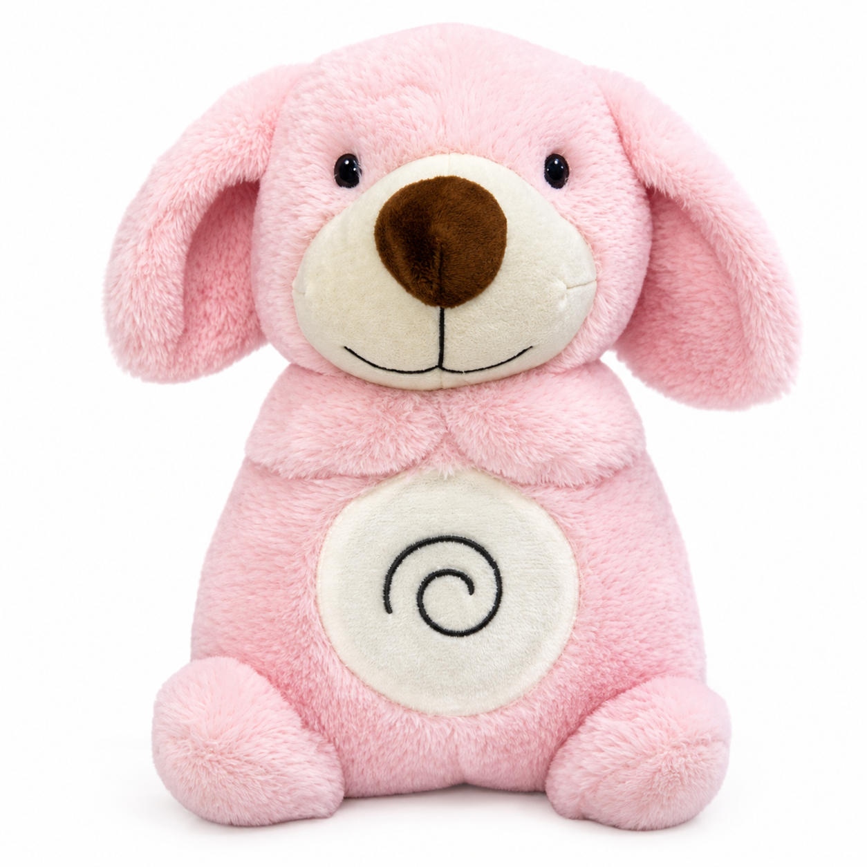Minha Primeira Pelúcia Musical Laço Bebê com Luz e Respiração Cachorro Rosa