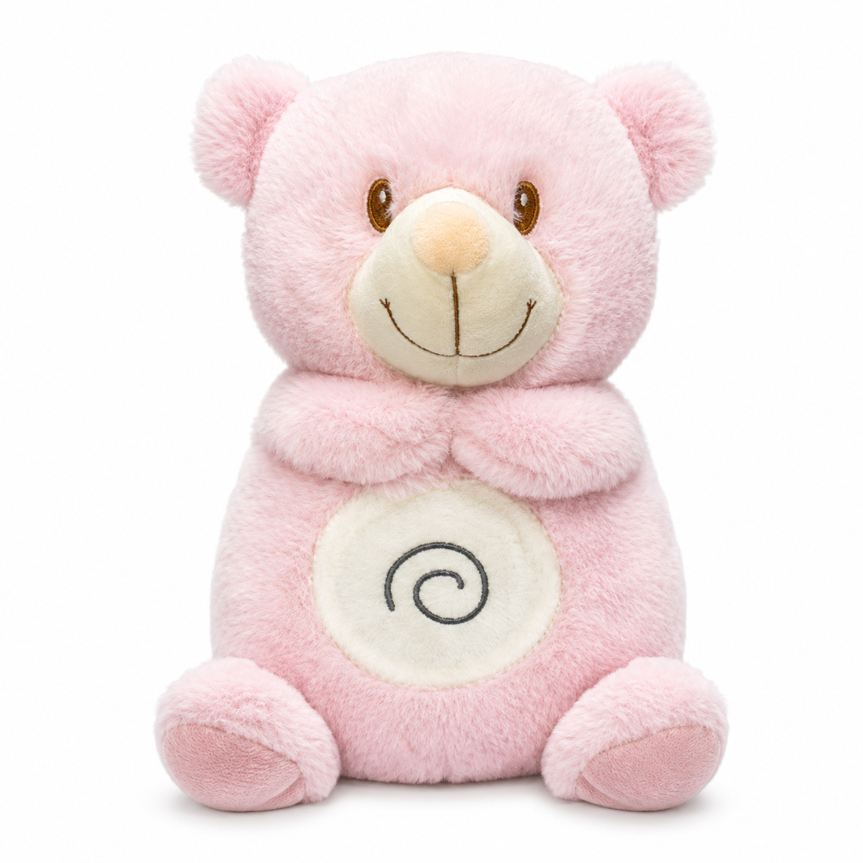 Minha Primeira Pelúcia Musical Laço Bebê com Luz e Respiração Urso Rosa