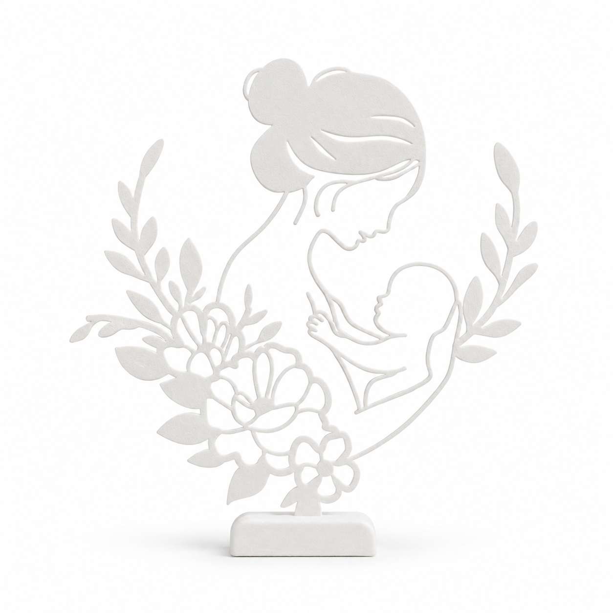 Escultura Decorativa Mãe e Bebê com Flores Criandê