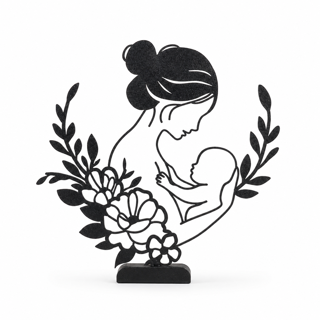Escultura Decorativa Mãe e Bebê com Flores Criandê