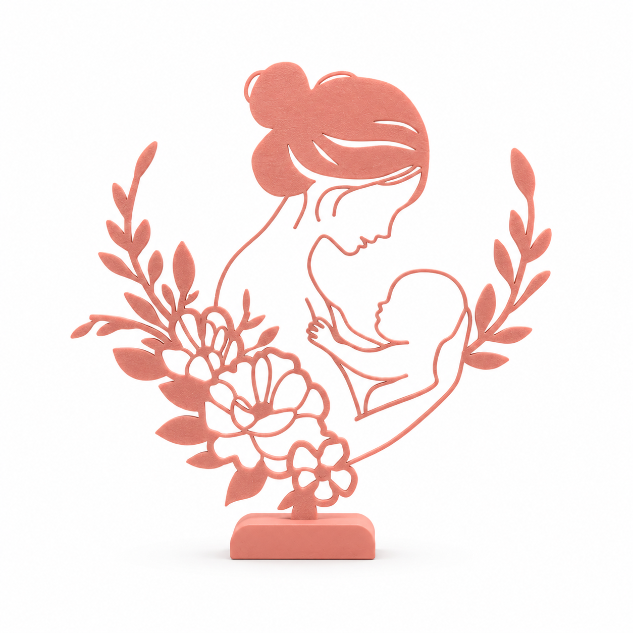 Escultura Decorativa Mãe e Bebê com Flores Criandê