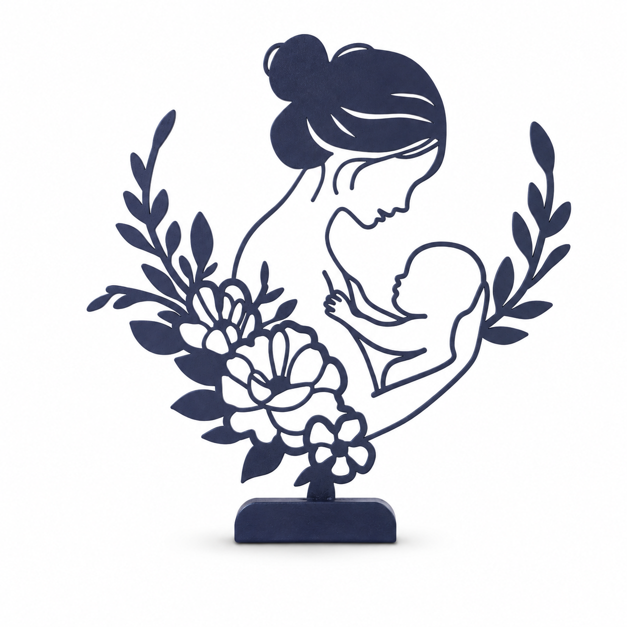 Escultura Decorativa Mãe e Bebê com Flores Criandê