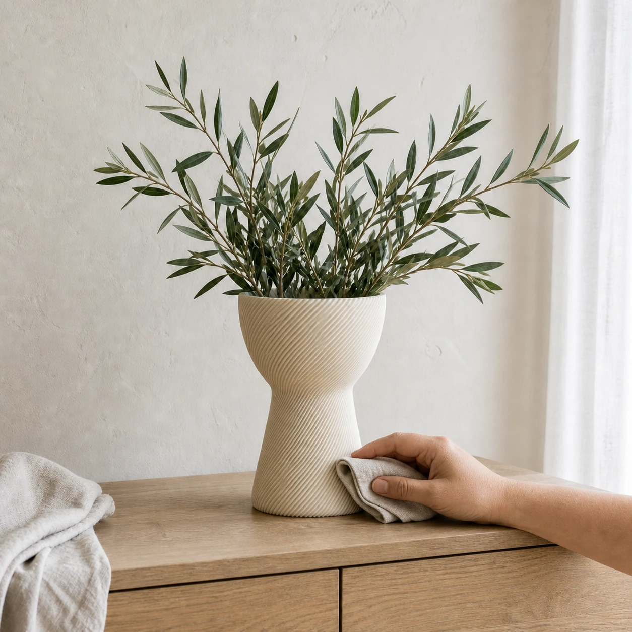 Vaso Ampulheta com Frisos Espirais Criandê