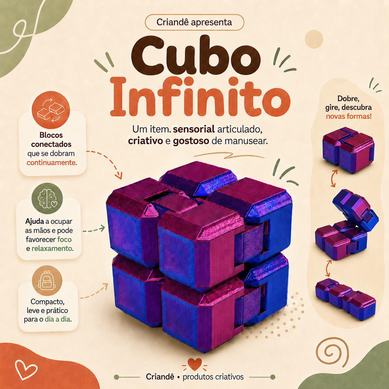 Cubo Infinito Antiestresse Sensorial Criandê
