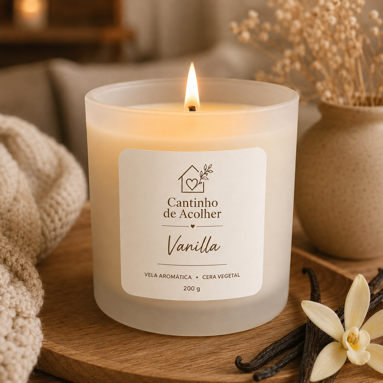 Vela Aromática Vanilla 200g Cantinho de Acolher - Criandê