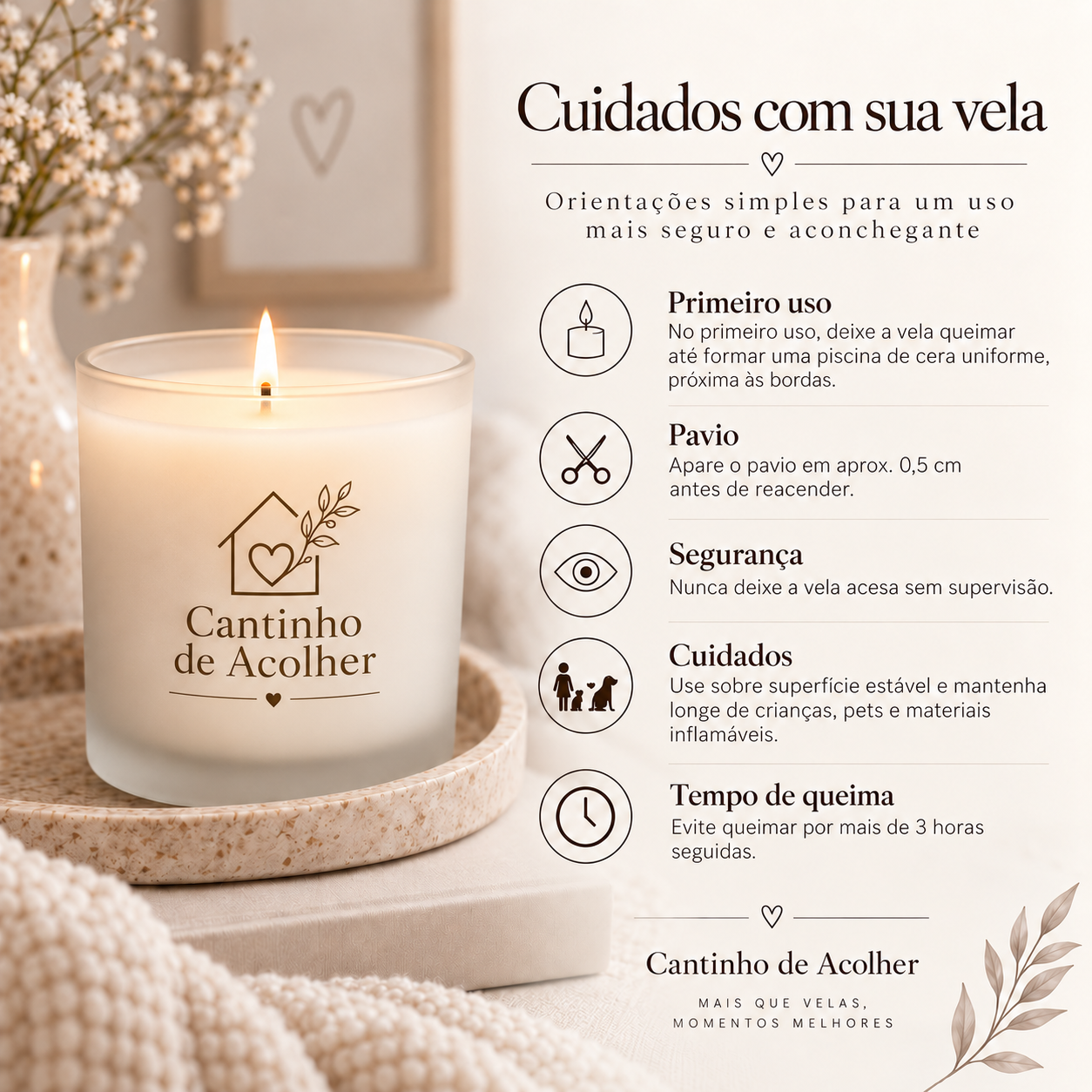 Vela Aromática Vanilla 200g Cantinho de Acolher - Criandê