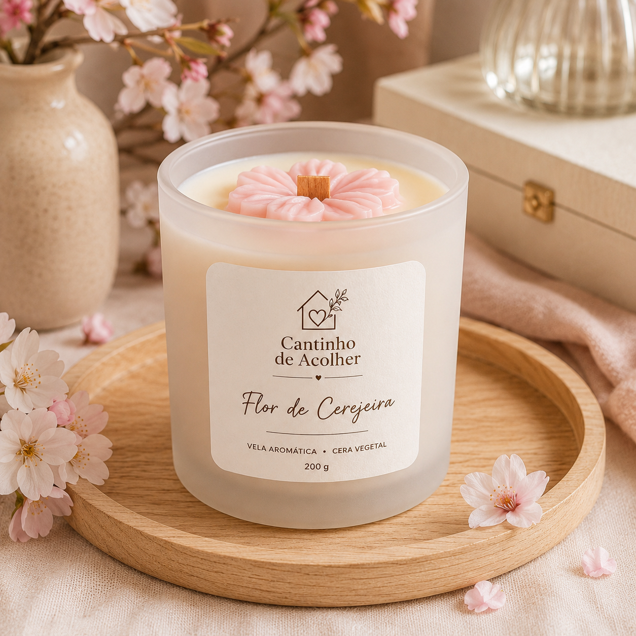 Vela Aromática Flor de Cerejeira 200g Cantinho de Acolher - Criandê