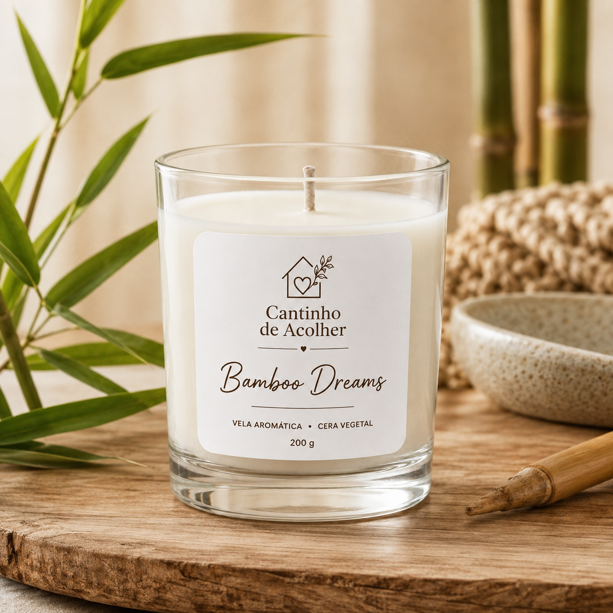 Vela Aromática Bamboo Dreams 200g Cantinho de Acolher - Criandê