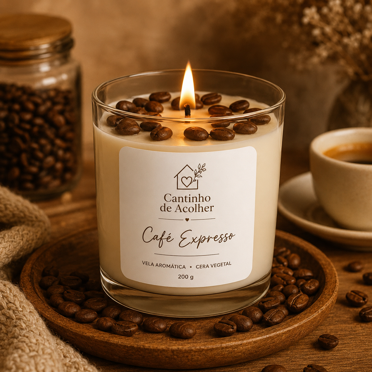 Vela Aromática Café Expresso 200g Cantinho de Acolher - Criandê