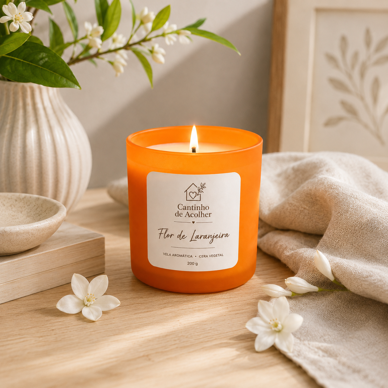 Vela Aromática Flor de Laranjeira 200g Cantinho de Acolher - Criandê
