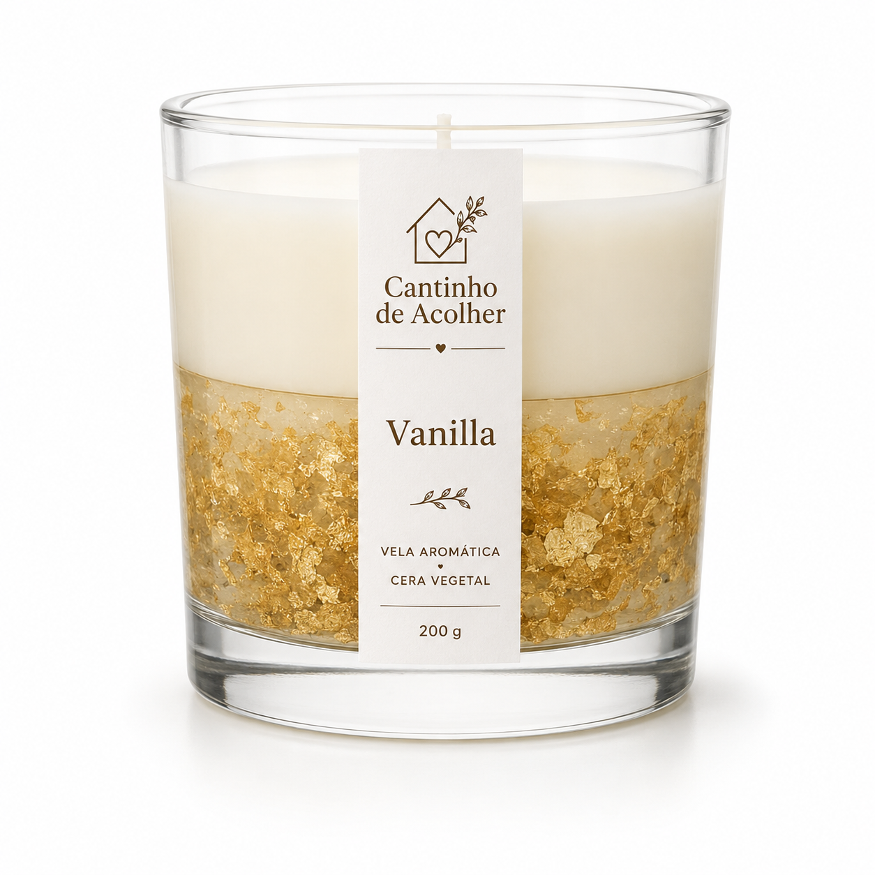 Vela Aromática em Gel Vanilla Folha de Ouro 200g Cantinho de Acolher - Criandê