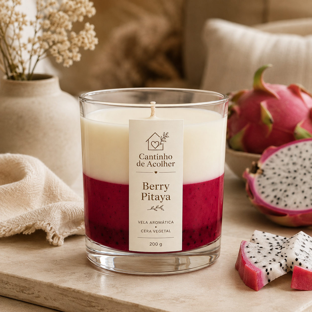 Vela Aromática em Gel Berry Pitaya 200g Cantinho de Acolher - Criandê