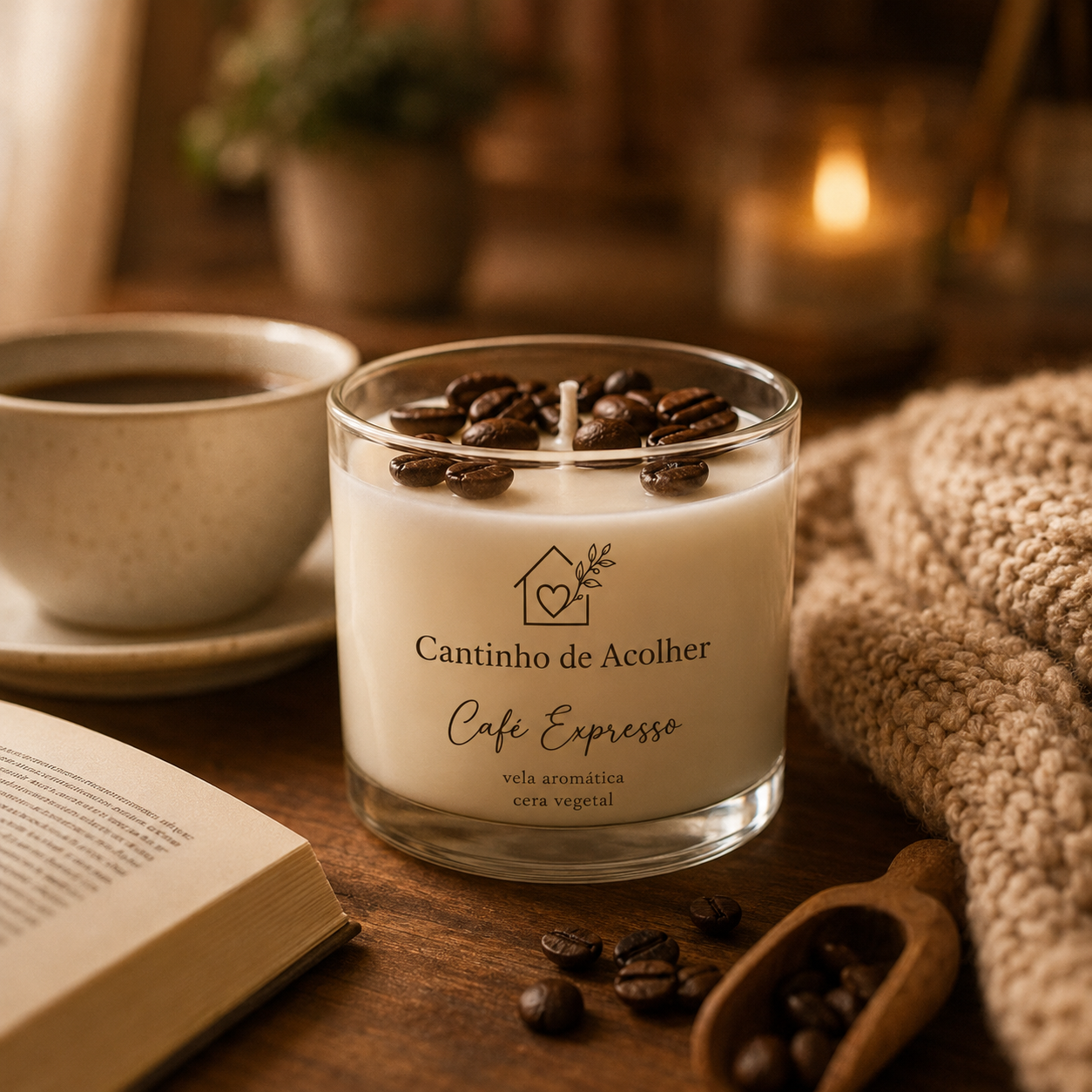Vela Aromática Café Expresso 120g Cantinho de Acolher - Criandê