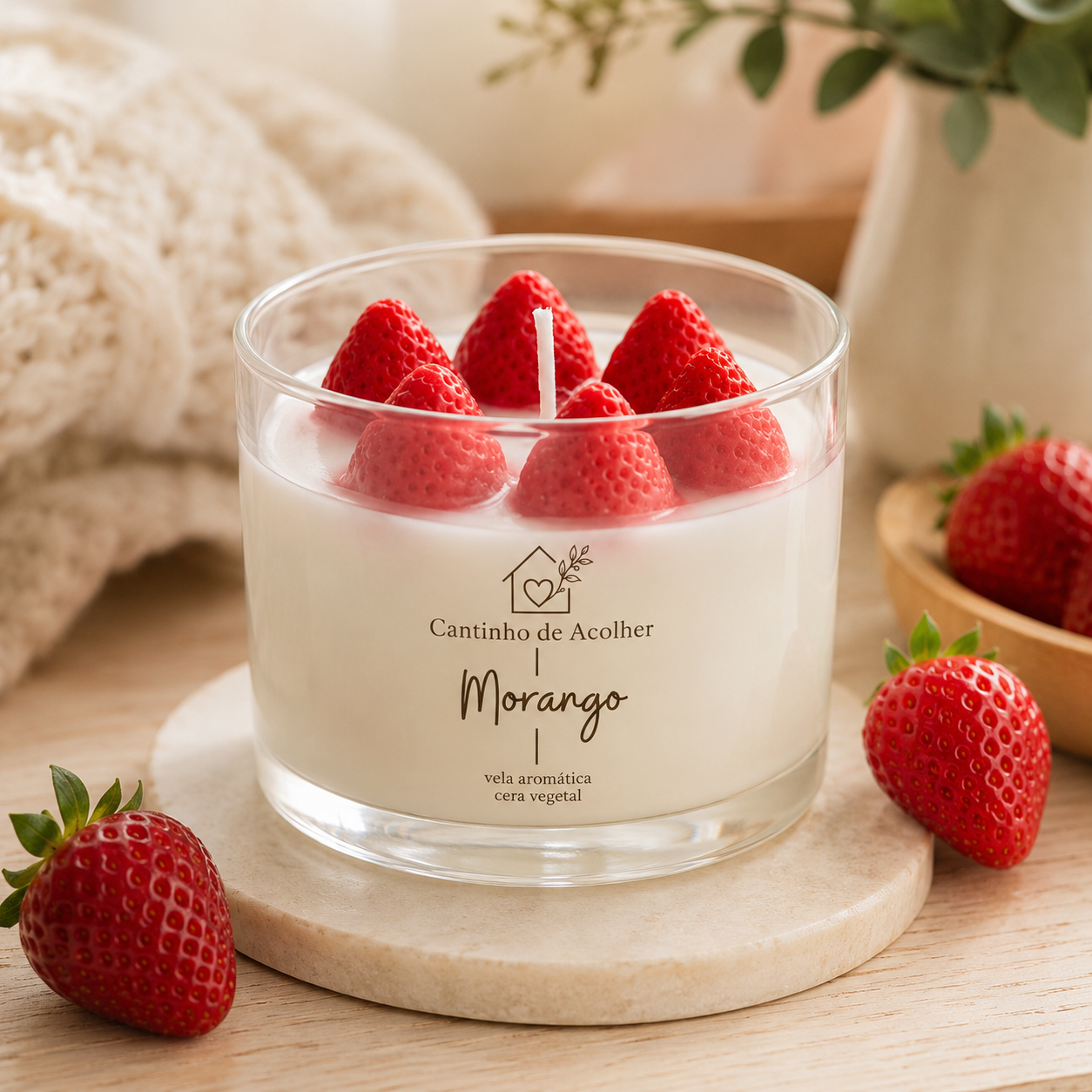 Vela Aromática Morango com Chantilly 120g Cantinho de Acolher - Criandê
