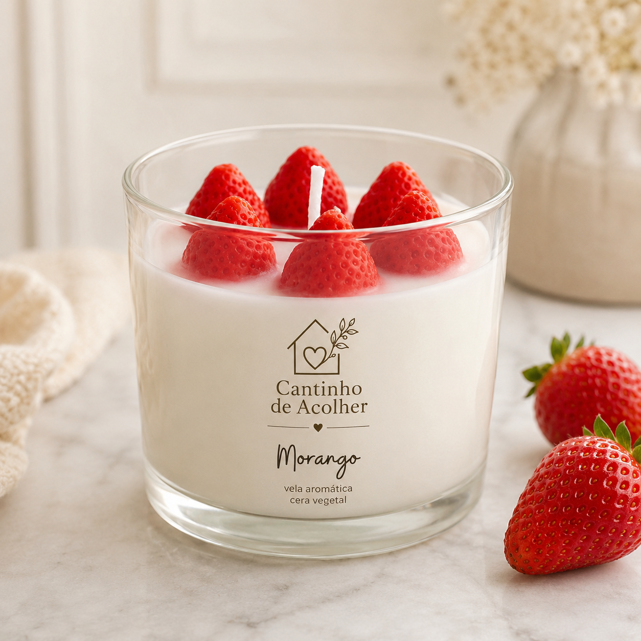 Vela Aromática Morango com Chantilly 120g Cantinho de Acolher - Criandê