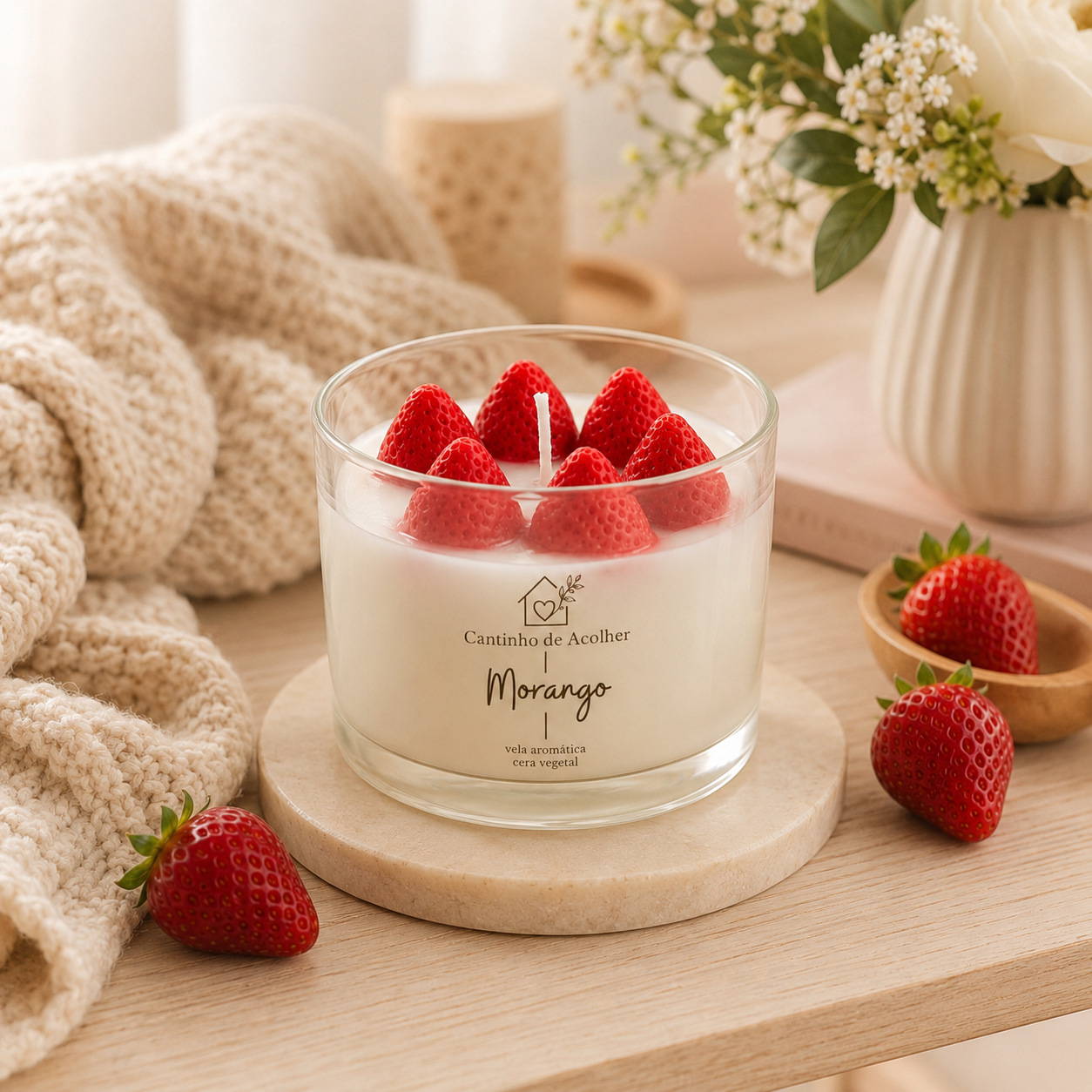 Vela Aromática Morango com Chantilly 120g Cantinho de Acolher - Criandê