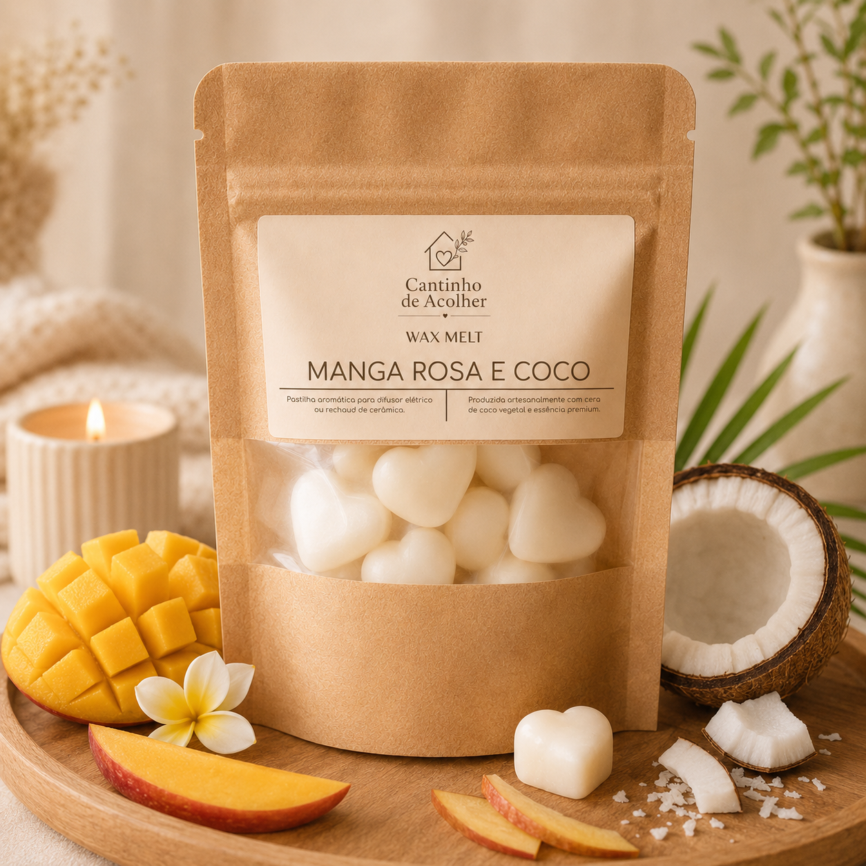 Wax Melts Pastilhas Aromáticas Coração 10 Unidades Cantinho de Acolher - Criandê