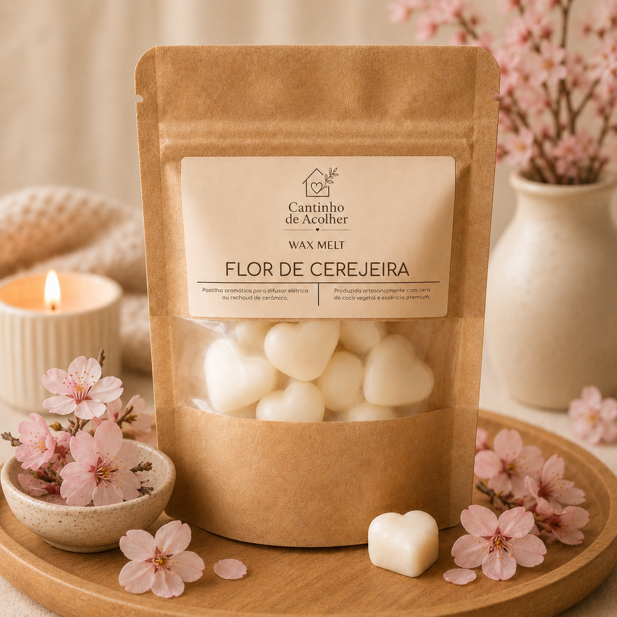 Wax Melts Pastilhas Aromáticas Coração 10 Unidades Cantinho de Acolher - Criandê