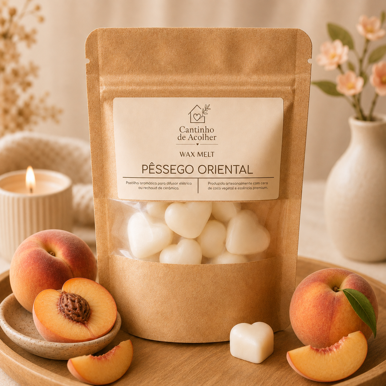 Wax Melts Pastilhas Aromáticas Coração 10 Unidades Cantinho de Acolher - Criandê