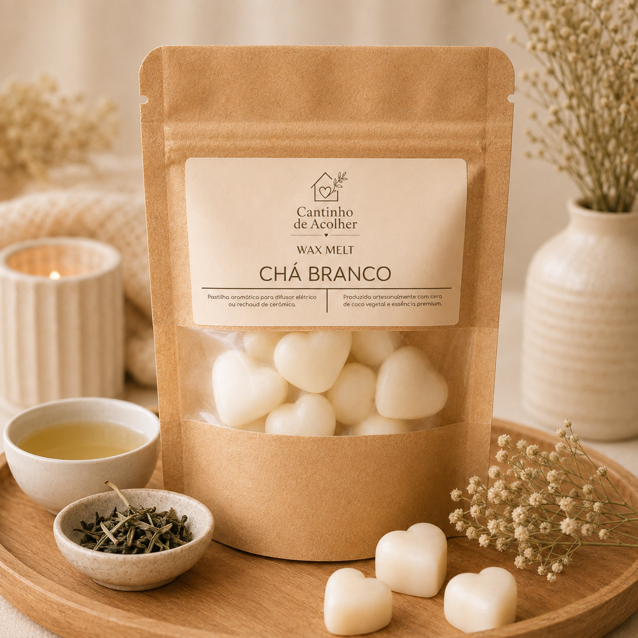 Wax Melts Pastilhas Aromáticas Coração 10 Unidades Cantinho de Acolher - Criandê