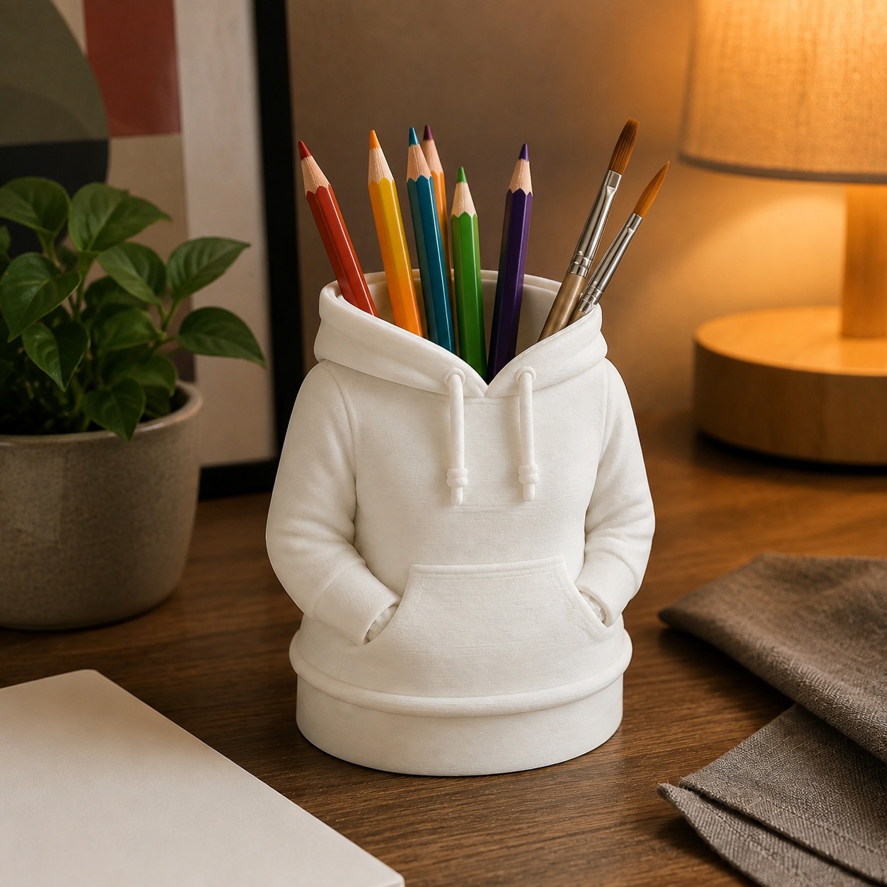 Porta-Canetas Moletom Feminino Criandê Branco