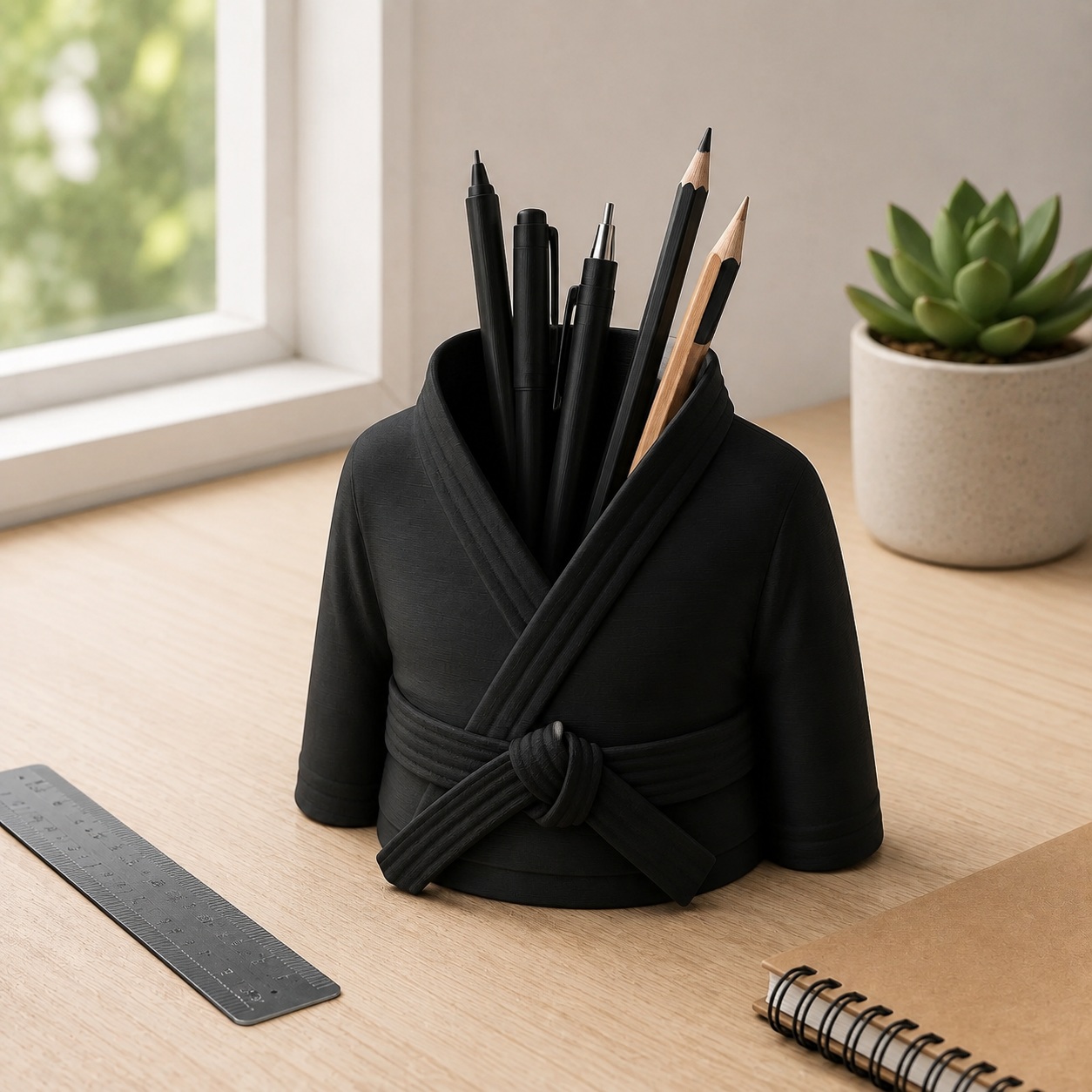 Porta-Canetas Kimono de Karatê Faixa Preta Criandê Preto