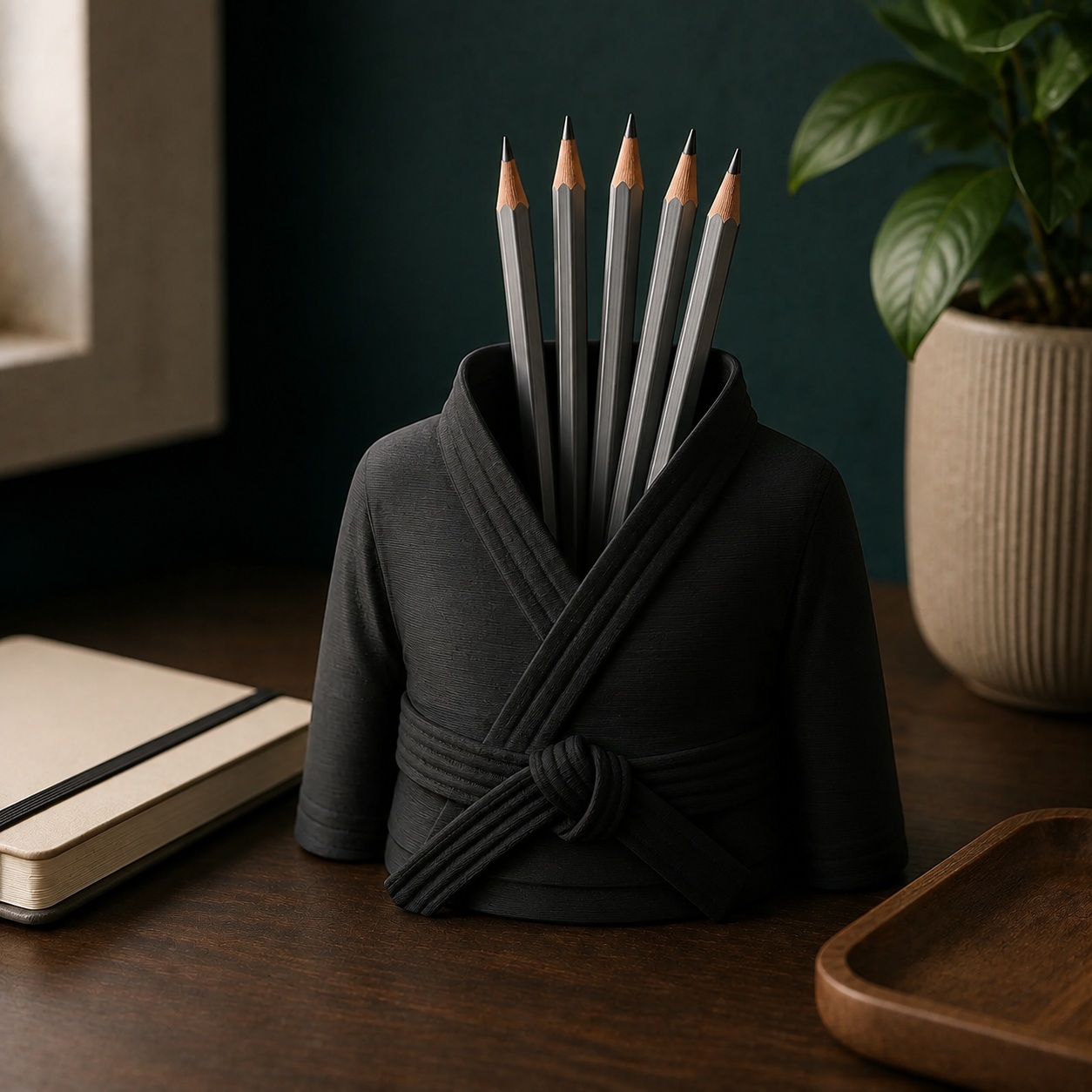 Porta-Canetas Kimono de Karatê Faixa Preta Criandê Preto