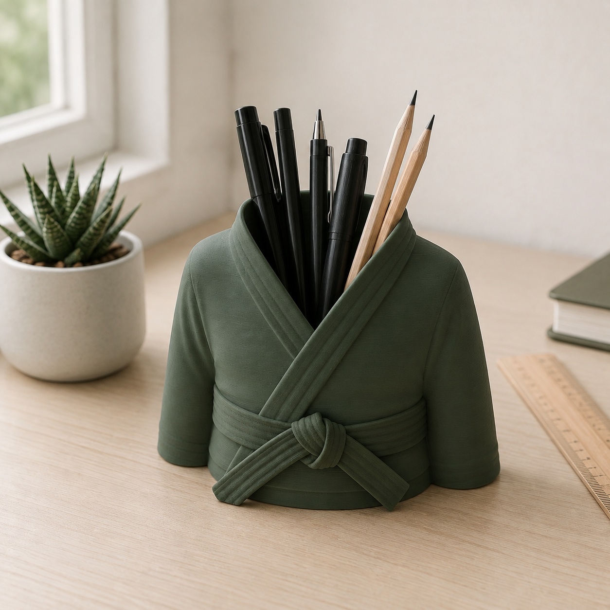 Porta-Canetas Kimono de Karatê Faixa Preta Criandê Verde