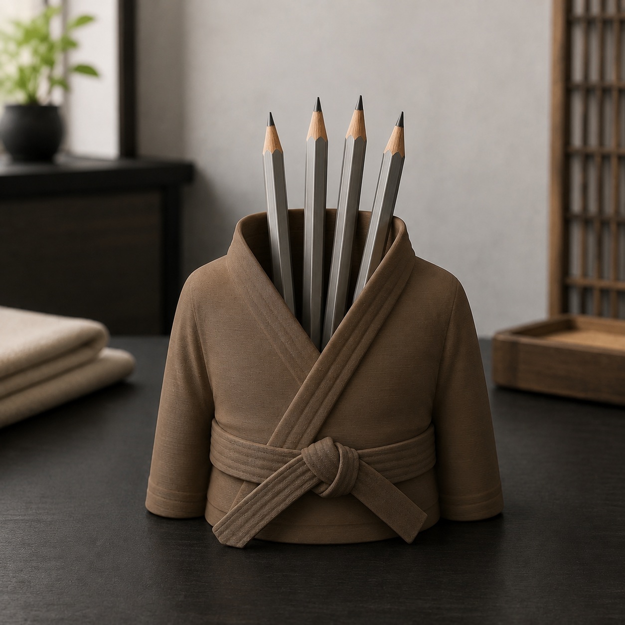 Porta-Canetas Kimono de Karatê Faixa Preta Criandê Wood
