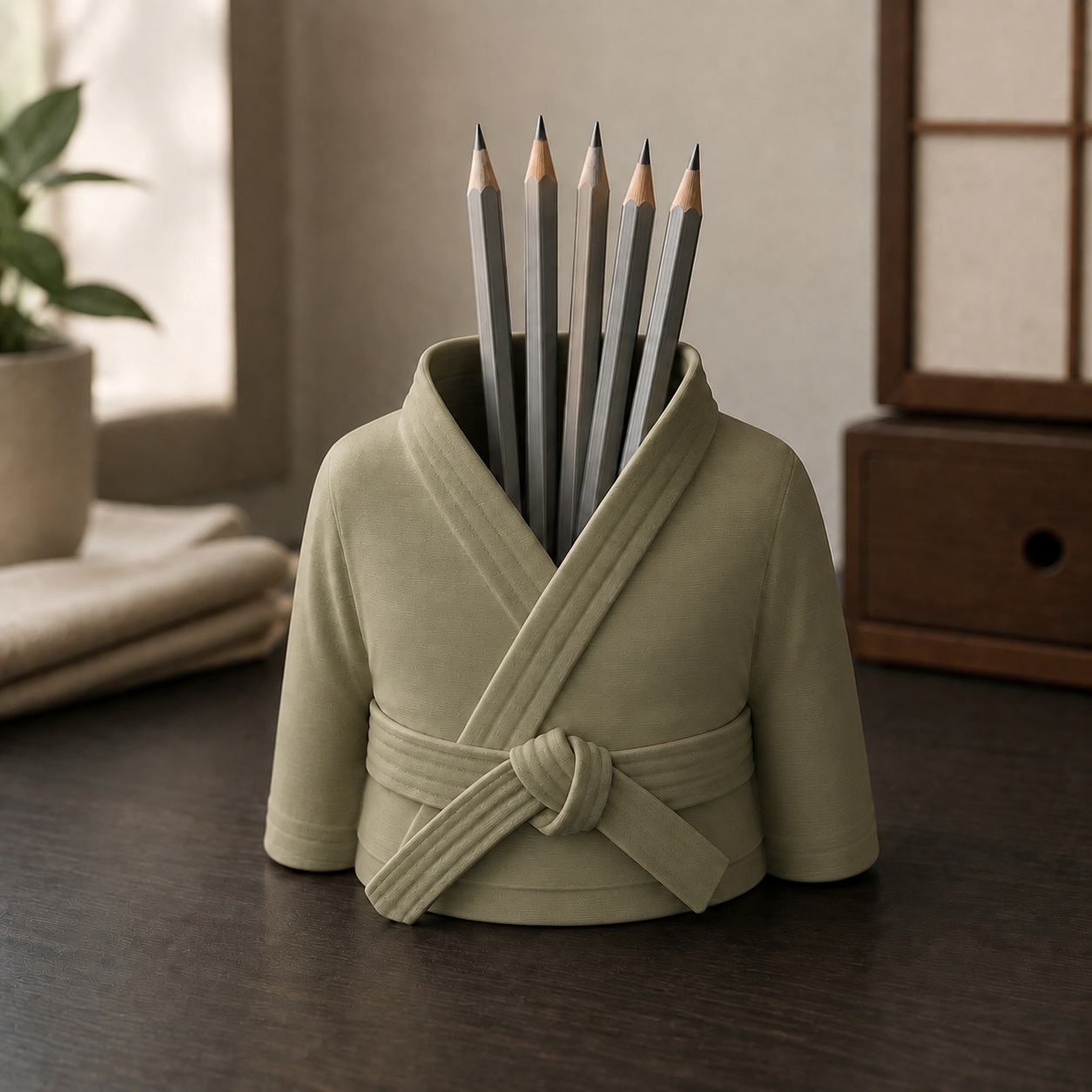 Porta-Canetas Kimono de Karatê Faixa Preta Criandê Wood Gold