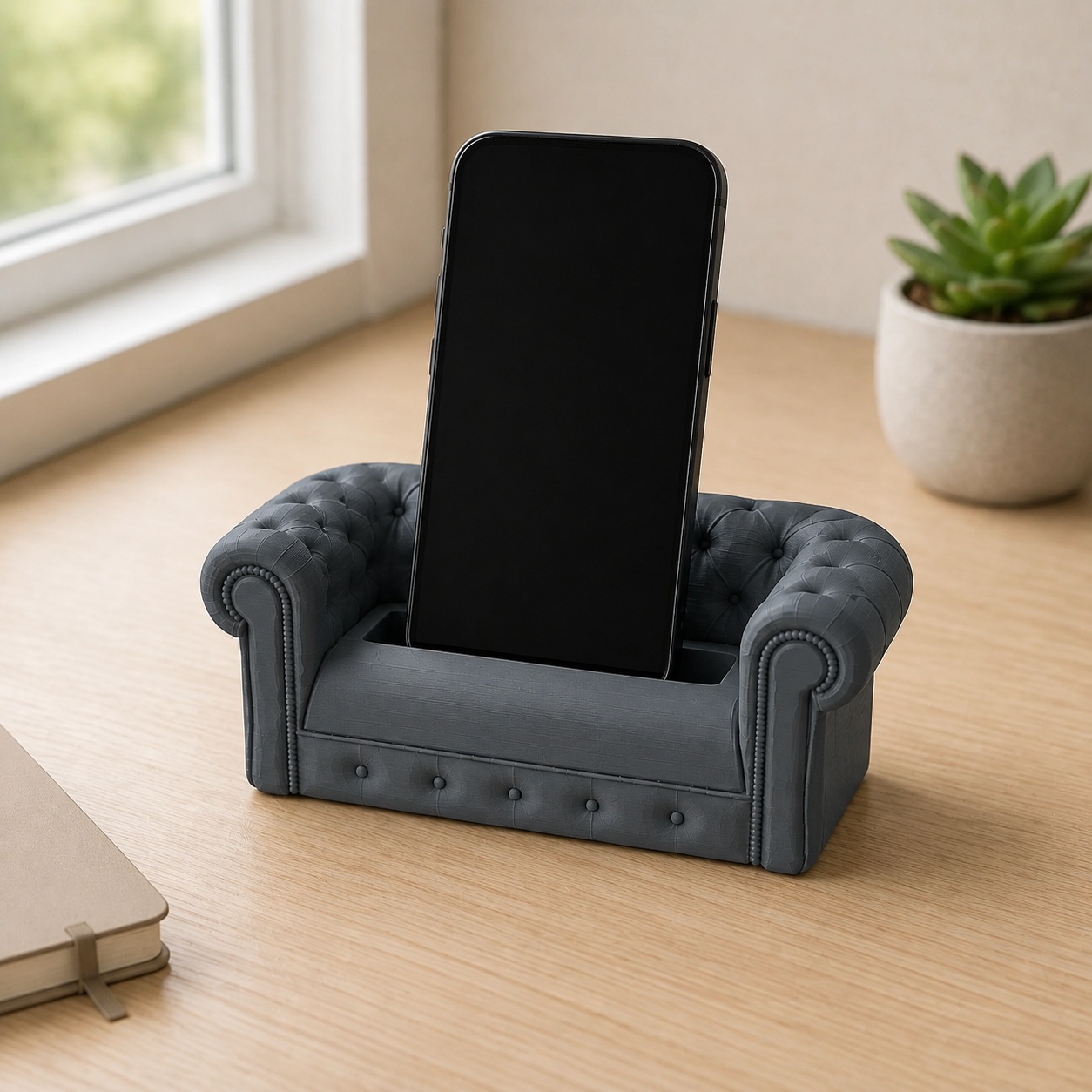 Suporte de Celular Sofá Chesterfield Criandê Cinza