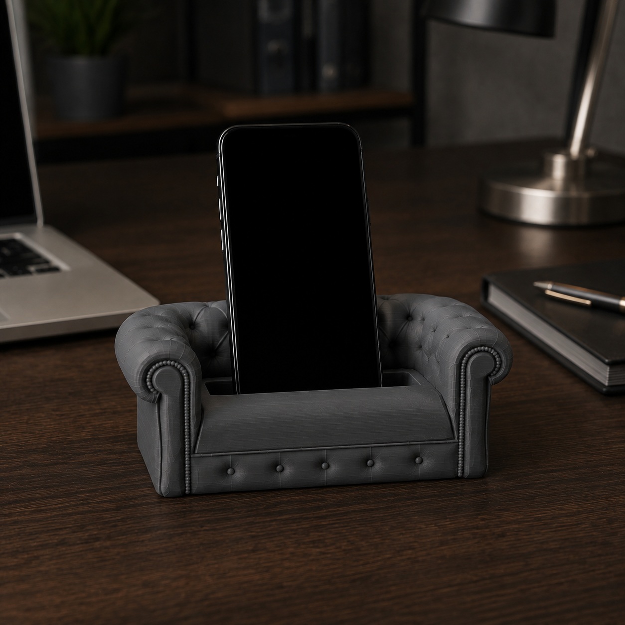 Suporte de Celular Sofá Chesterfield Criandê Cinza
