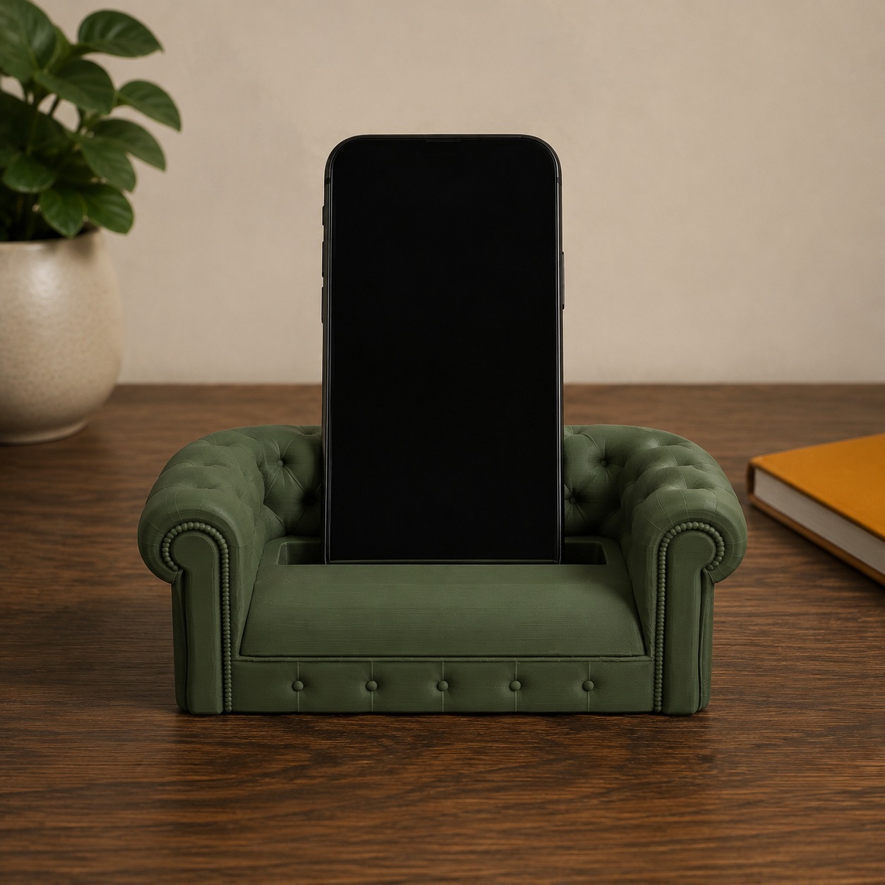 Suporte de Celular Sofá Chesterfield Criandê Verde