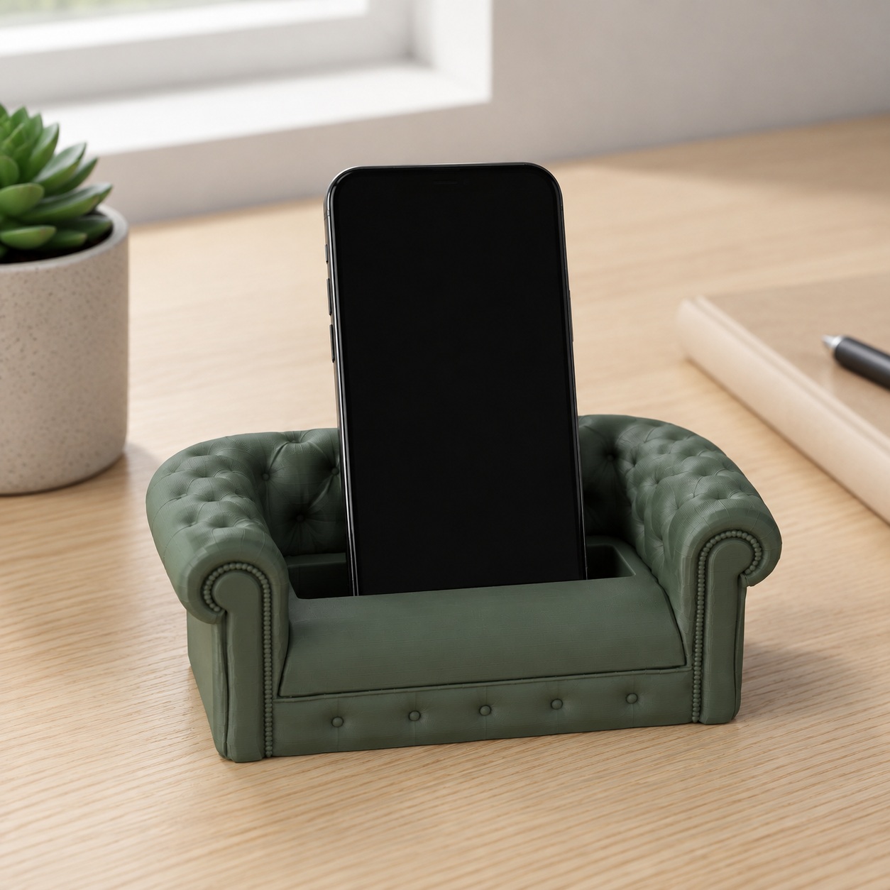 Suporte de Celular Sofá Chesterfield Criandê Verde