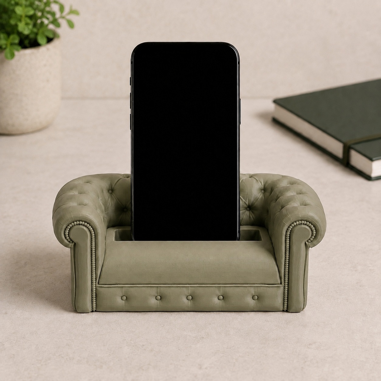 Suporte de Celular Sofá Chesterfield Criandê Wood Gold