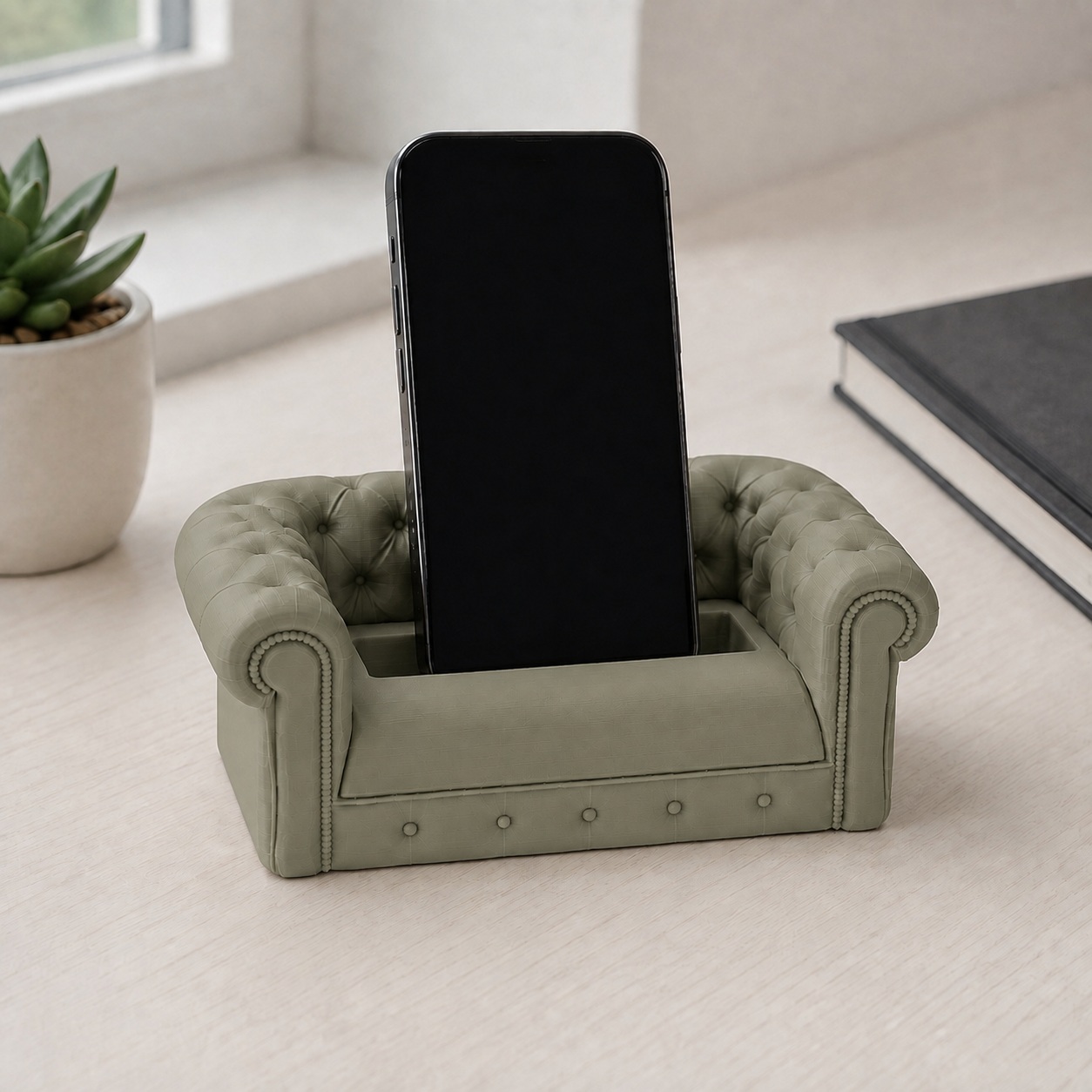 Suporte de Celular Sofá Chesterfield Criandê Wood Gold