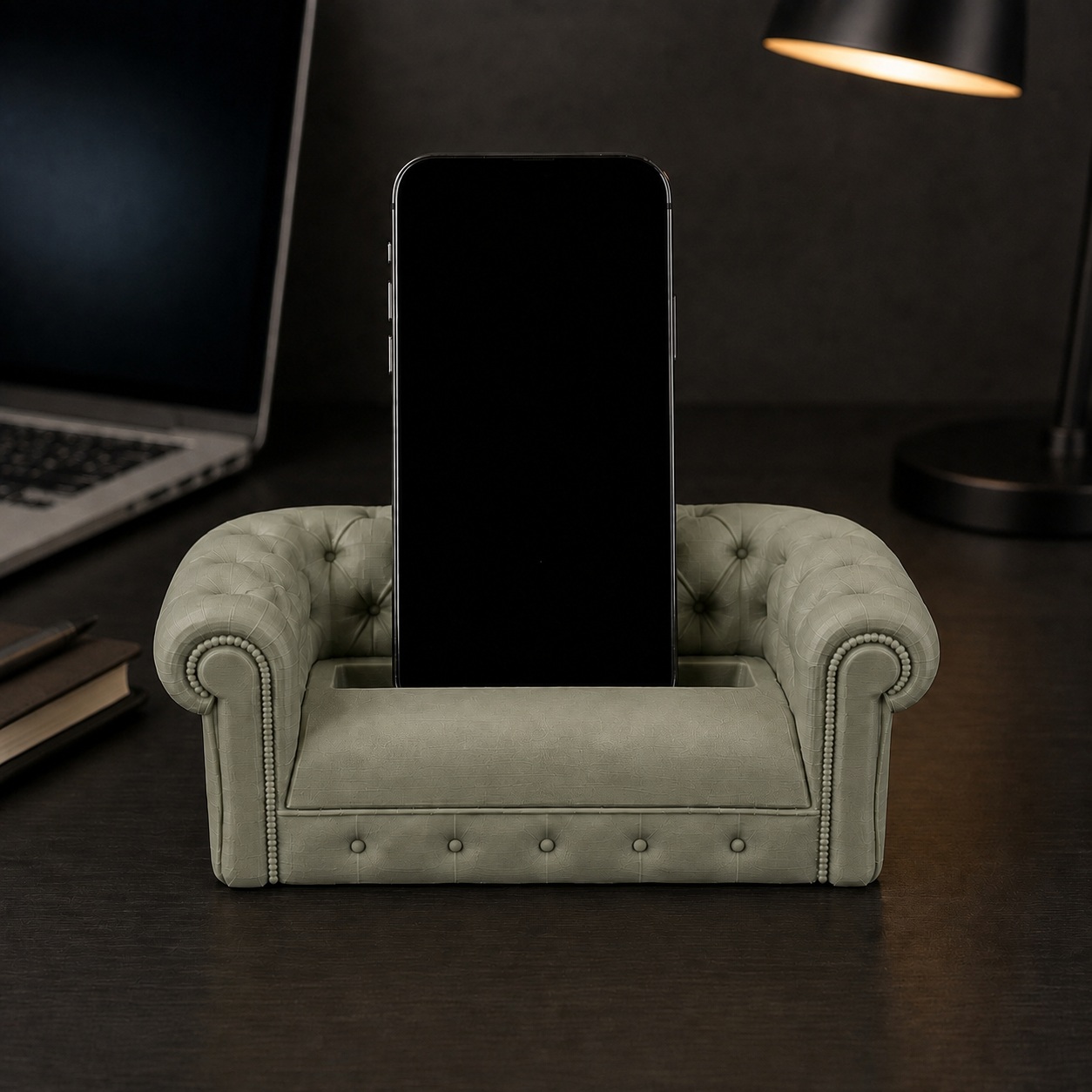 Suporte de Celular Sofá Chesterfield Criandê Wood Gold