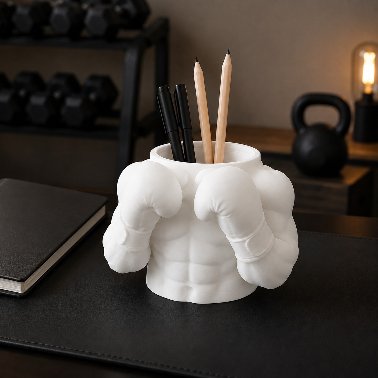 Porta-Canetas Busto de Boxeador Criandê Branco