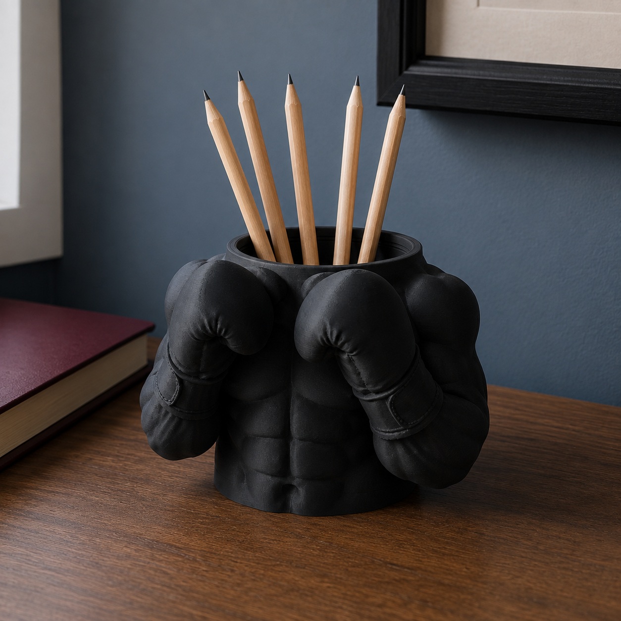 Porta-Canetas Busto de Boxeador Criandê Preto