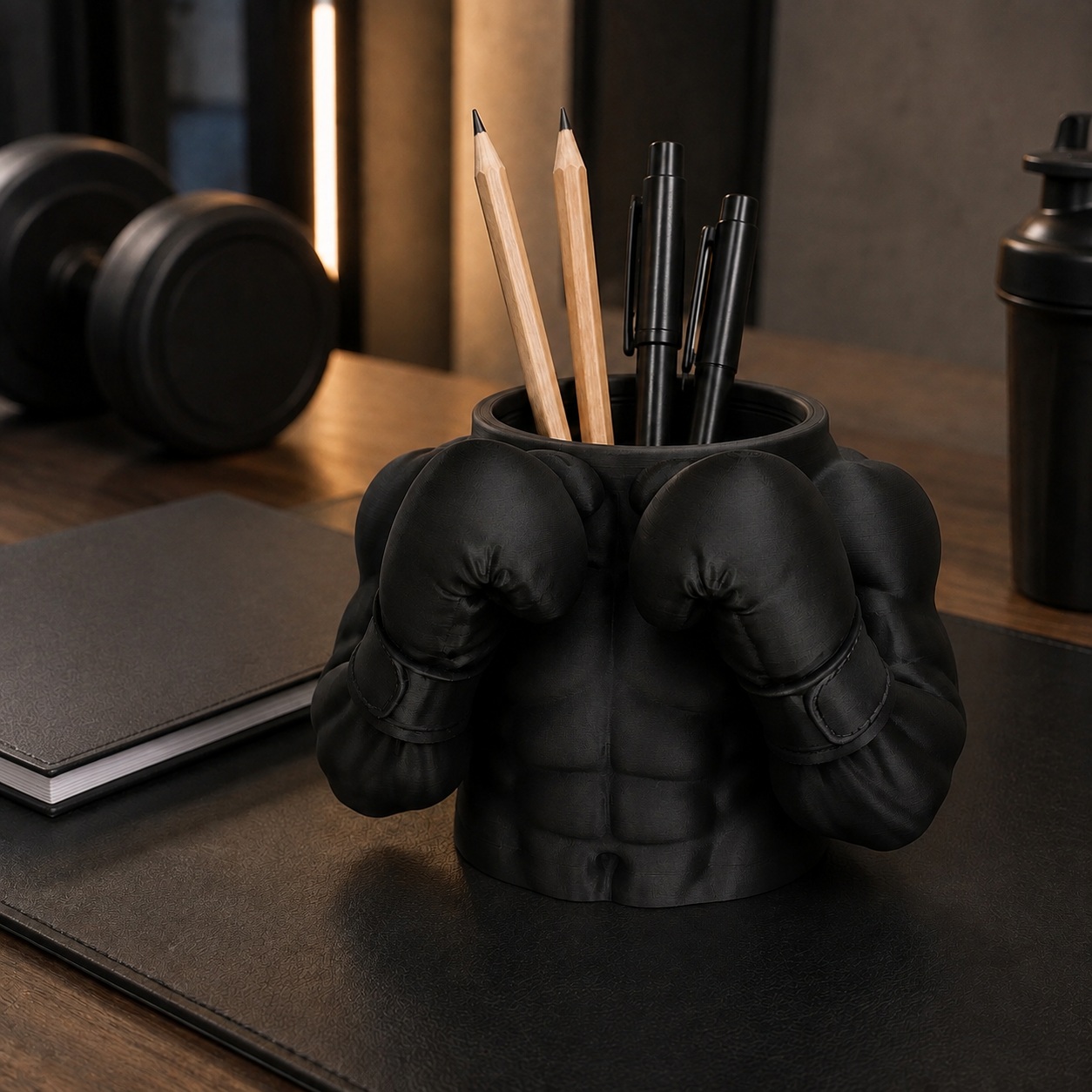 Porta-Canetas Busto de Boxeador Criandê Preto