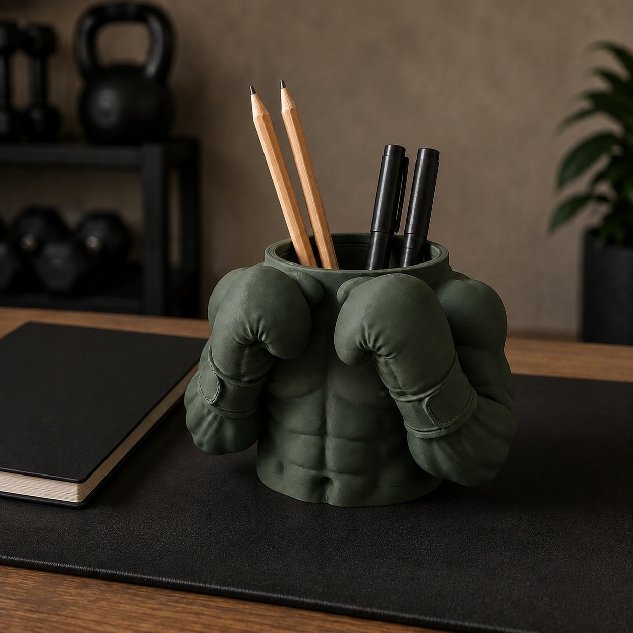 Porta-Canetas Busto de Boxeador Criandê Verde