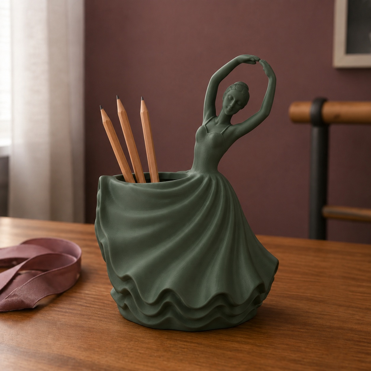 Porta-Canetas Bailarina Clássica Criandê Verde